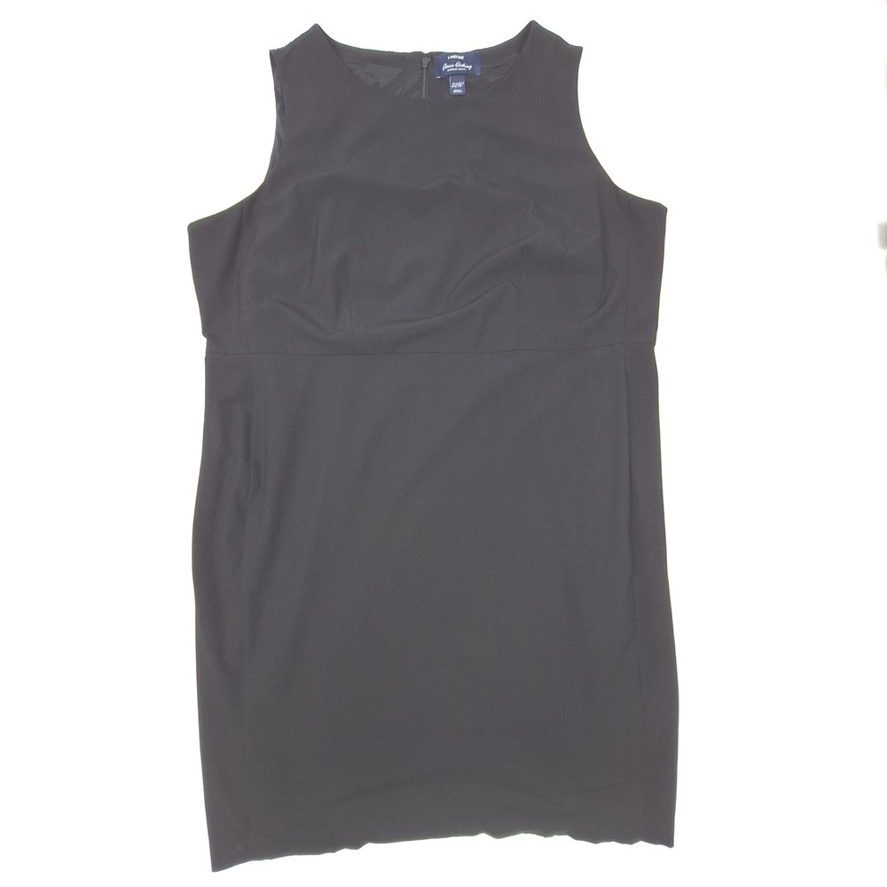 Lands End Sheath Dress Womens 22W Black Sleeveless Classic Business Professional